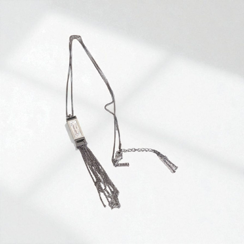 White House Black Market Black Crystal Tassel Necklace